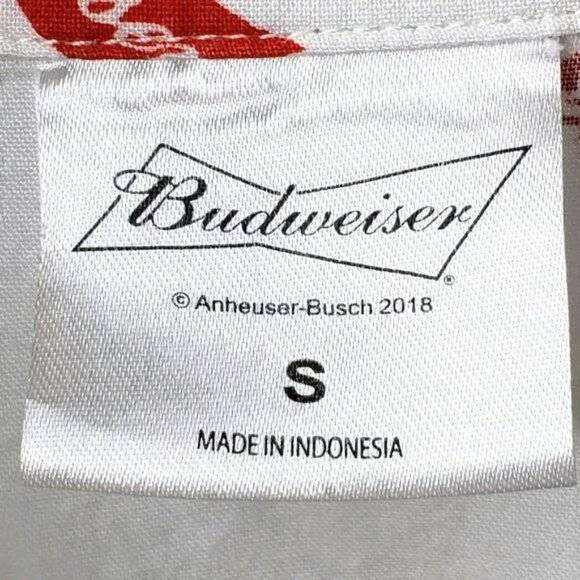 Budweiser White Button Down Shirt Men's Allover Bud Logo Party Button Down S - Picture 5 of 6
